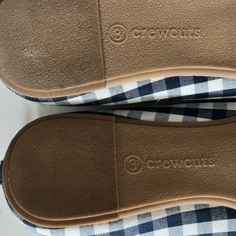 J.Crew Crewcuts Little Girl Gingham Checkered Ballet Flats Navy Size 3 GUC